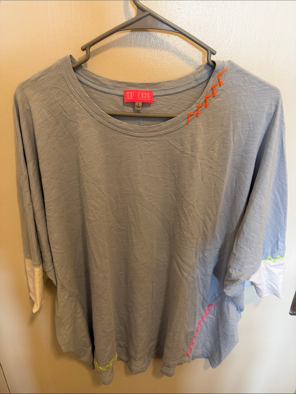 Blue Scoop Neck Short Sleeve Tee by
